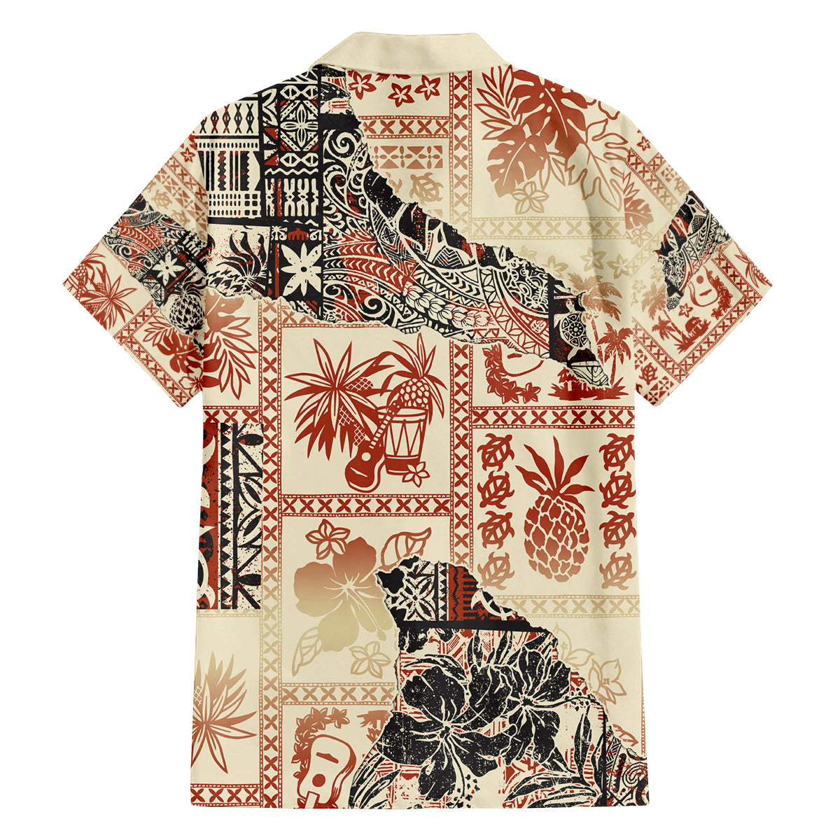 Hawaii Family Matching Puletasi Dress and Hawaiian Shirt Aloha Tribal Pattern Beige Version LT9 - Polynesian Pride