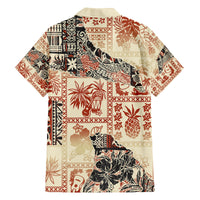 Hawaii Family Matching Puletasi Dress and Hawaiian Shirt Aloha Tribal Pattern Beige Version LT9 - Polynesian Pride