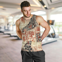Hawaii Men Tank Top Aloha Tribal Pattern Beige Version LT9 Beige - Polynesian Pride