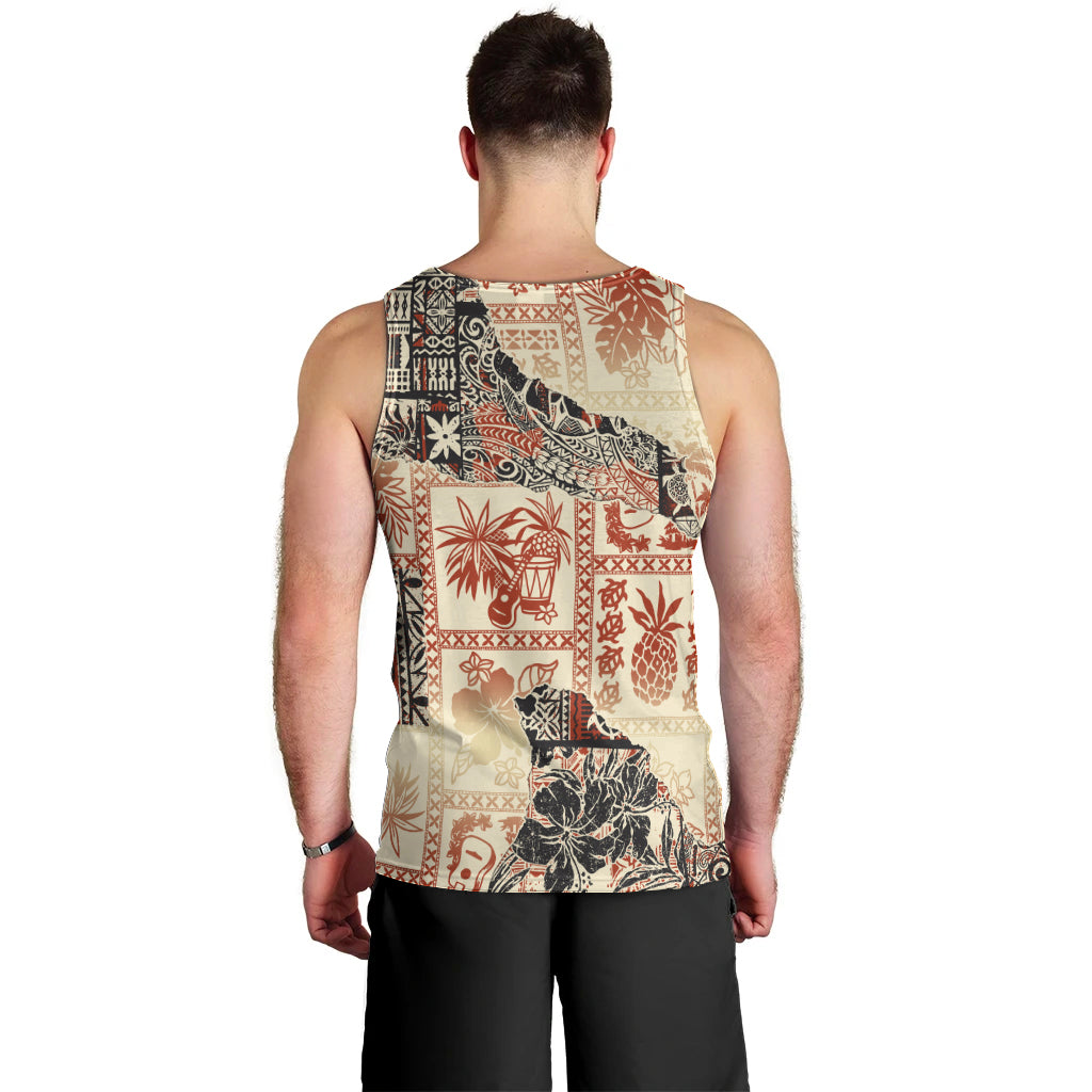 Hawaii Men Tank Top Aloha Tribal Pattern Beige Version LT9 - Polynesian Pride