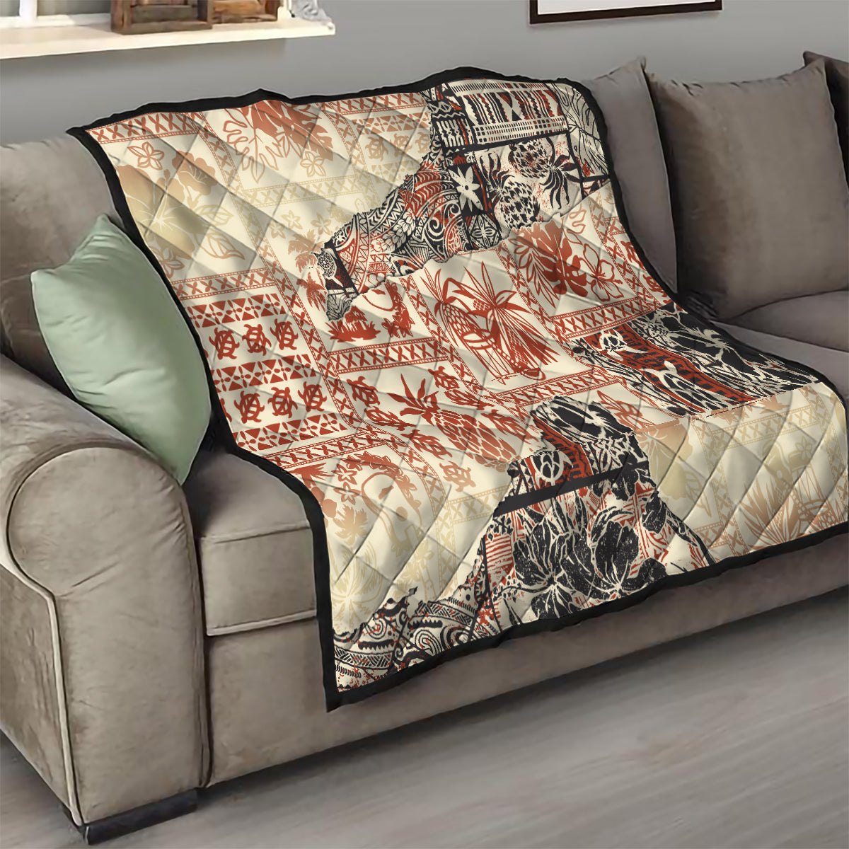 Hawaii Quilt Aloha Tribal Pattern Beige Version LT9 - Polynesian Pride