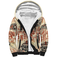 Hawaii Sherpa Hoodie Aloha Tribal Pattern Beige Version LT9 Unisex Beige - Polynesian Pride