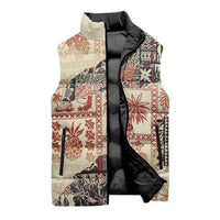 Hawaii Beige Version Sleeveless Puffer Jacket Aloha Tribal Pattern LT9 - Polynesian Pride