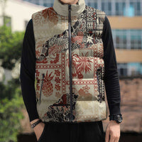 Hawaii Beige Version Sleeveless Puffer Jacket Aloha Tribal Pattern LT9 - Polynesian Pride