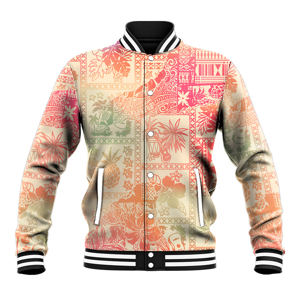 Hawaii Baseball Jacket Aloha Tribal Pattern Sweat Pink Ombre LT9 Unisex Pink - Polynesian Pride