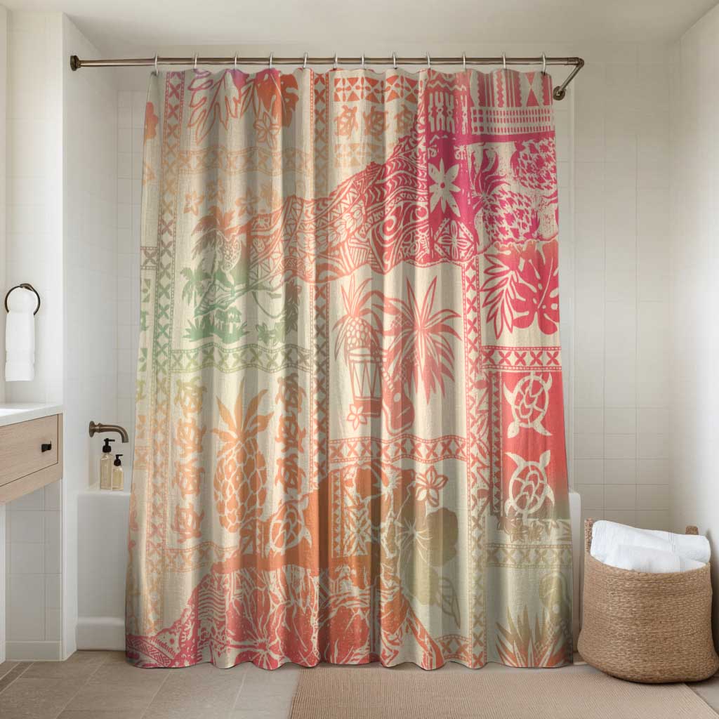 Hawaii Sweat Pink Ombre Bathroom Set Aloha Tribal Pattern - Polynesian Pride