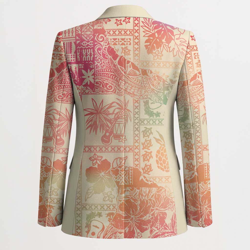 Hawaii Sweat Pink Ombre Blazer Aloha Tribal Pattern - Polynesian Pride