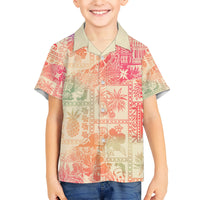 Hawaii Kid Hawaiian Shirt Aloha Tribal Pattern Sweat Pink Ombre LT9 Kid Pink - Polynesian Pride