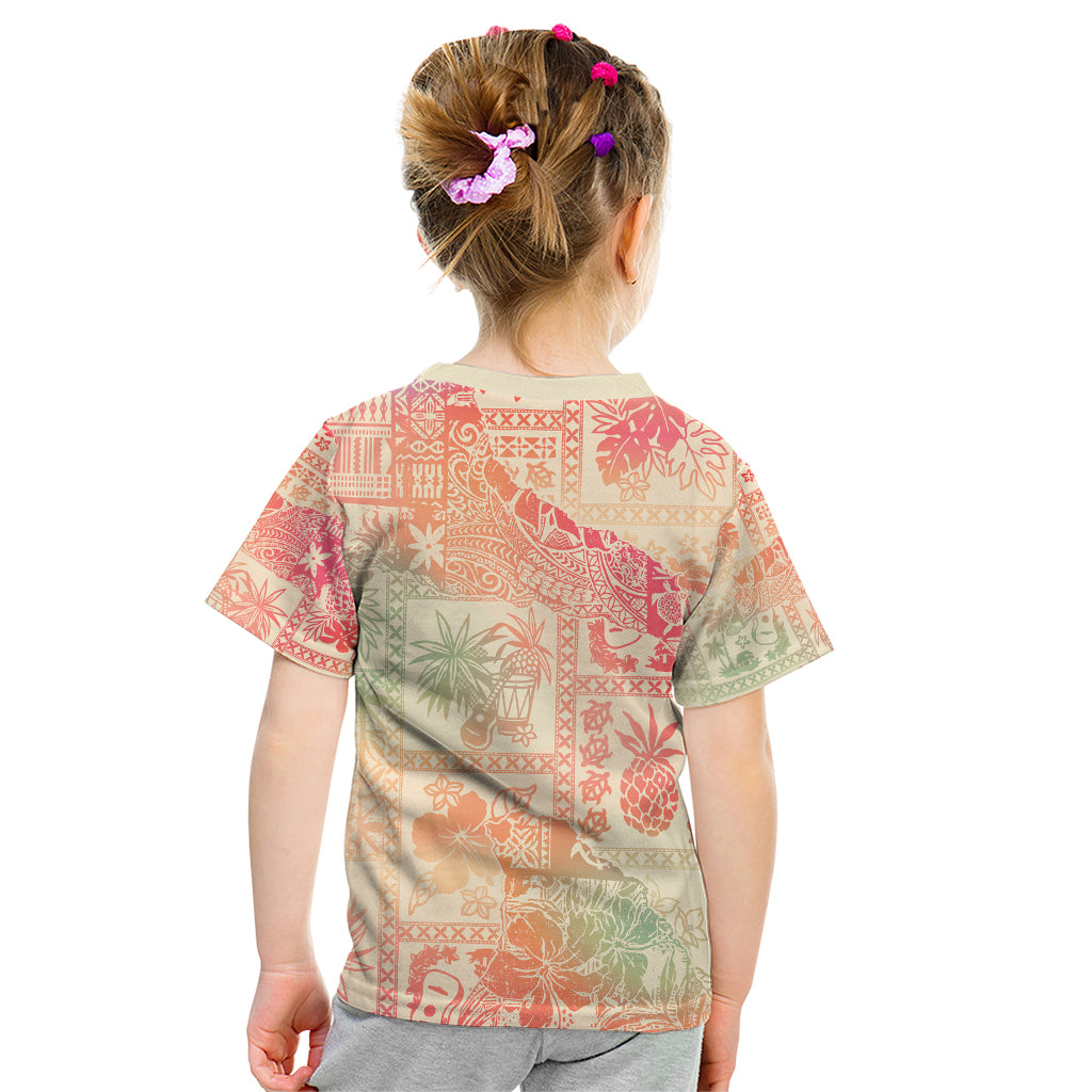 Hawaii Kid T Shirt Aloha Tribal Pattern Sweat Pink Ombre LT9 - Polynesian Pride