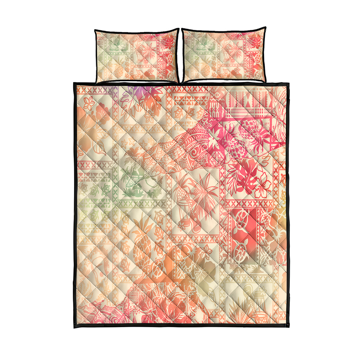 Hawaii Quilt Bed Set Aloha Tribal Pattern Sweat Pink Ombre LT9 Pink - Polynesian Pride