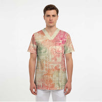Hawaii Sweat Pink Ombre Scrub Top Aloha Tribal Pattern LT9 - Polynesian Pride