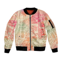 Hawaii Sleeve Zip Bomber Jacket Aloha Tribal Pattern Sweat Pink Ombre LT9 Unisex Pink - Polynesian Pride