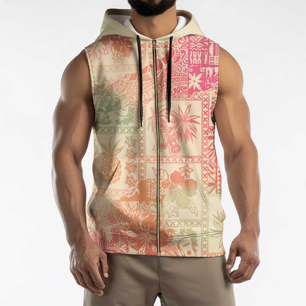 Hawaii Sweat Pink Ombre Sleeveless Zip Hoodie Aloha Tribal Pattern - Polynesian Pride