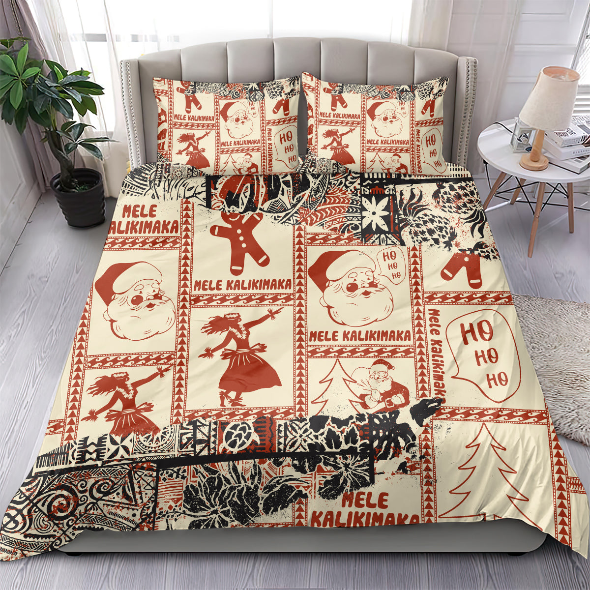 Aloha Hawaii Christmas Bedding Set Mele Kalikimaka Tapa Tribal Retro Style LT9 - Polynesian Pride