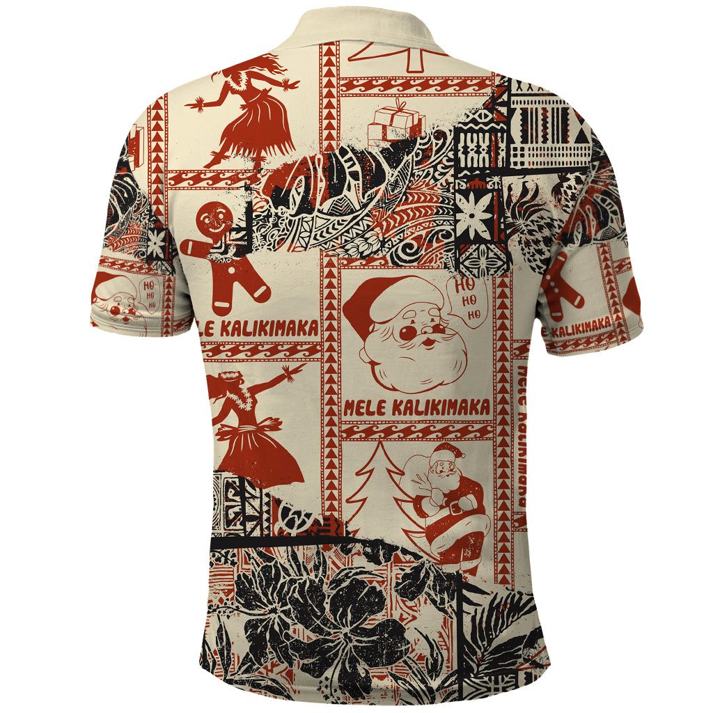 Aloha Hawaii Christmas Polo Shirt Mele Kalikimaka Tapa Tribal Retro Style LT9 - Polynesian Pride