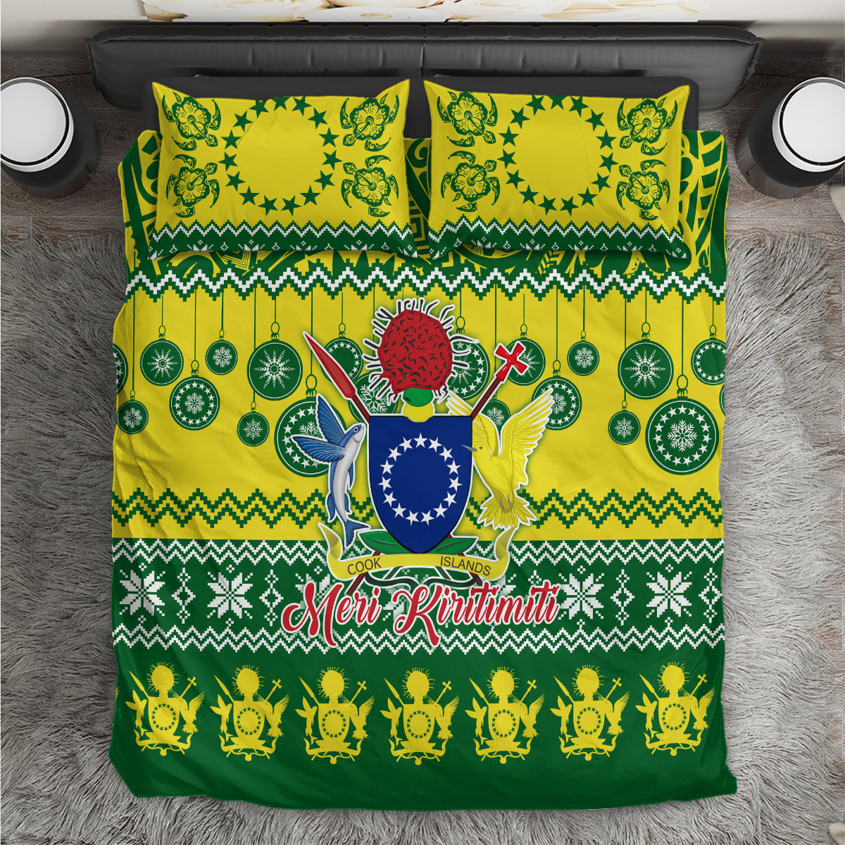 Cook Islands Christmas Bedding Set Santa Beach Meri Kiritimiti LT9 Green - Polynesian Pride