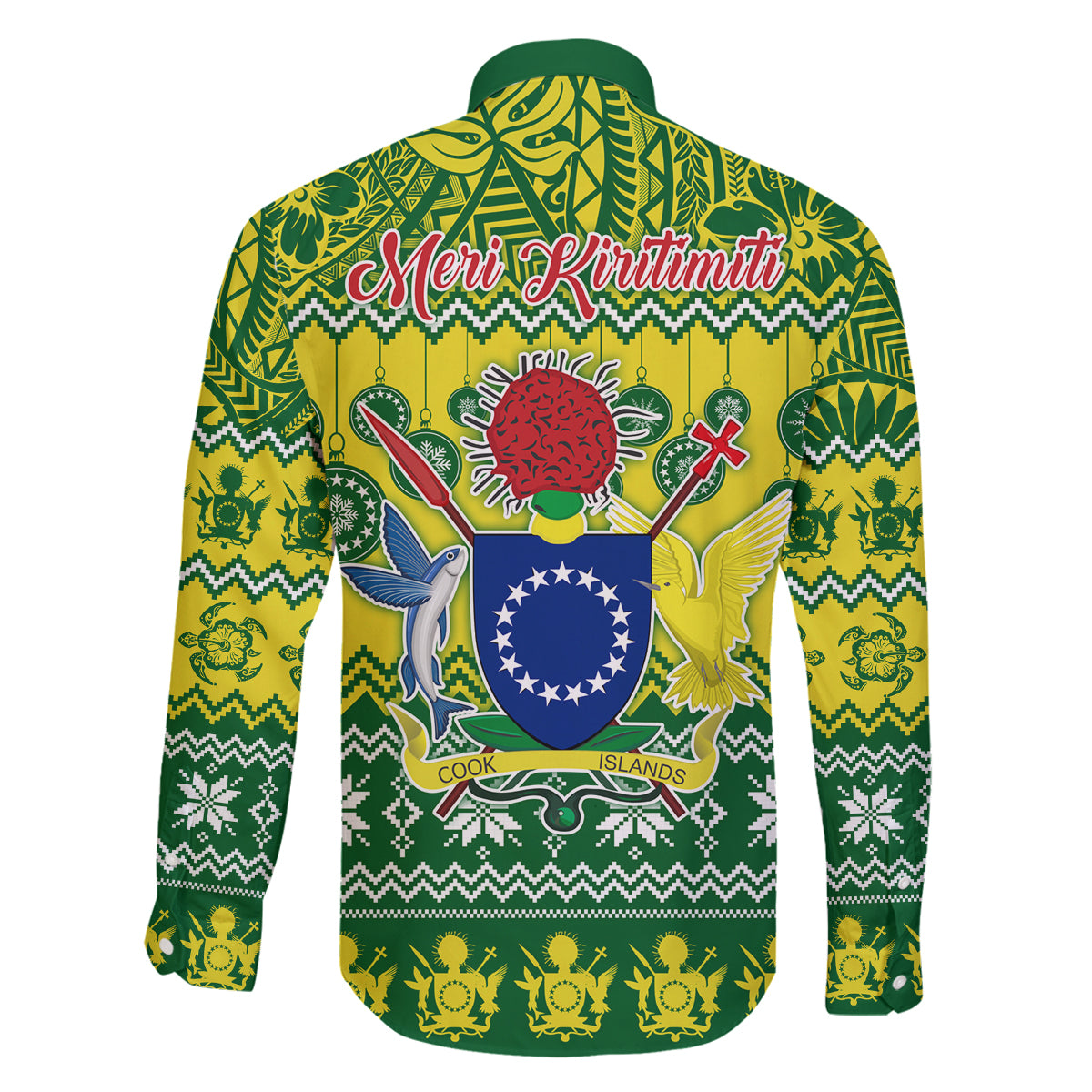 Cook Islands Christmas Family Matching Long Sleeve Bodycon Dress and Hawaiian Shirt Santa Beach Meri Kiritimiti LT9 - Polynesian Pride