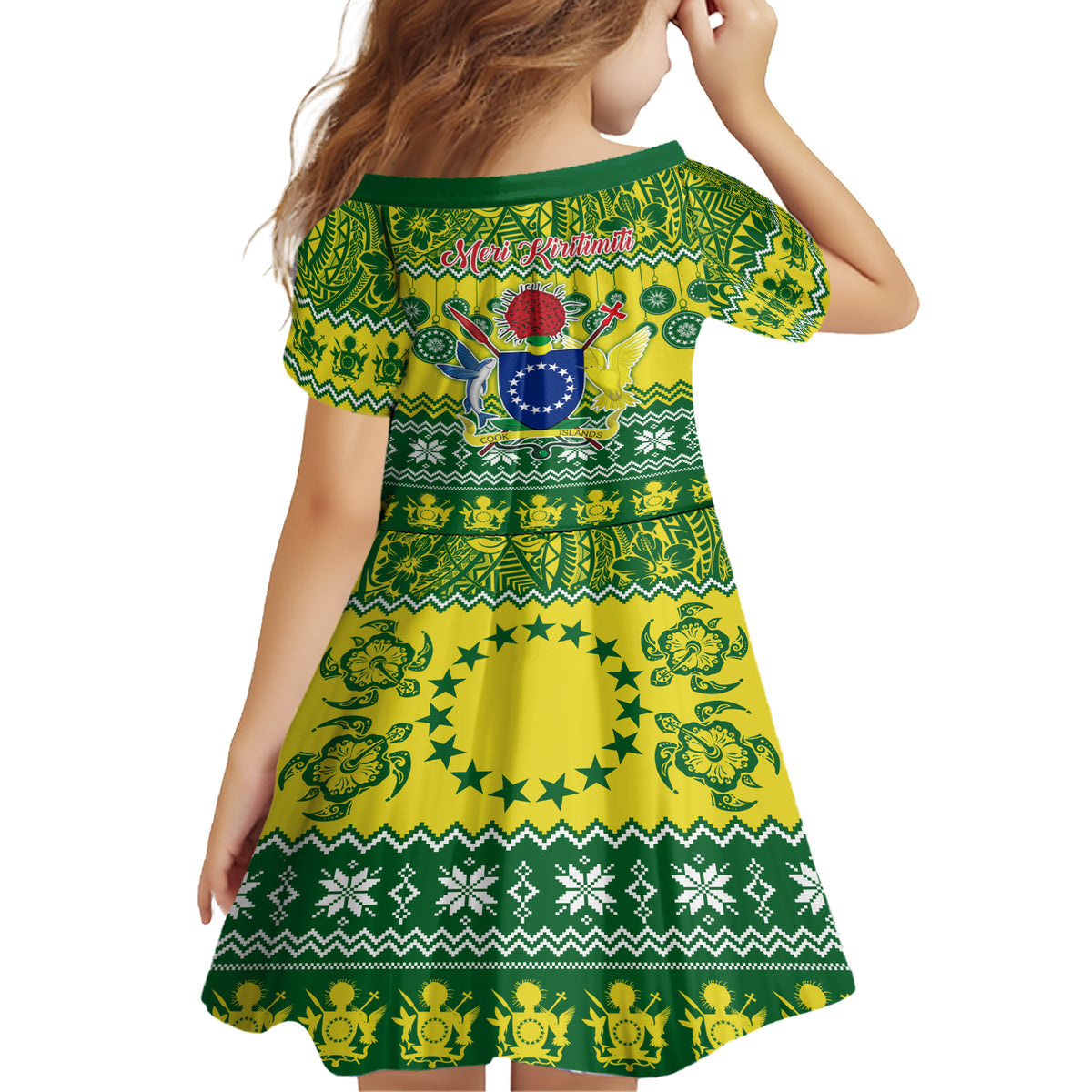 Cook Islands Christmas Family Matching Short Sleeve Bodycon Dress and Hawaiian Shirt Santa Beach Meri Kiritimiti LT9 - Polynesian Pride