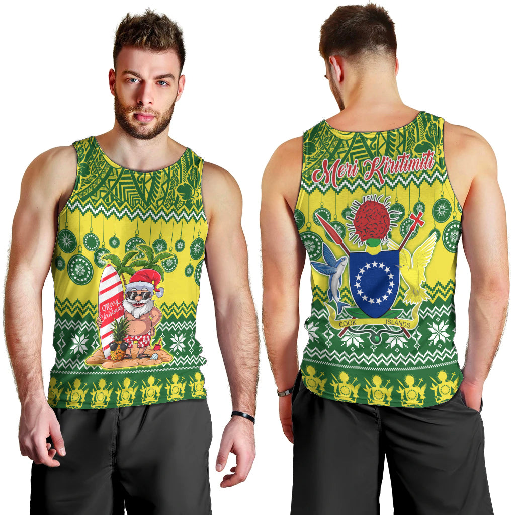 Cook Islands Christmas Men Tank Top Santa Beach Meri Kiritimiti LT9 - Polynesian Pride