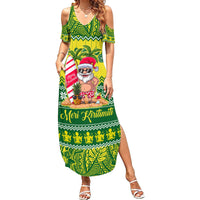 Cook Islands Christmas Summer Maxi Dress Santa Beach Meri Kiritimiti LT9 Women Green - Polynesian Pride