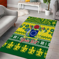Personalised Cook Islands Christmas Area Rug Santa Beach Meri Kiritimiti LT9 - Polynesian Pride