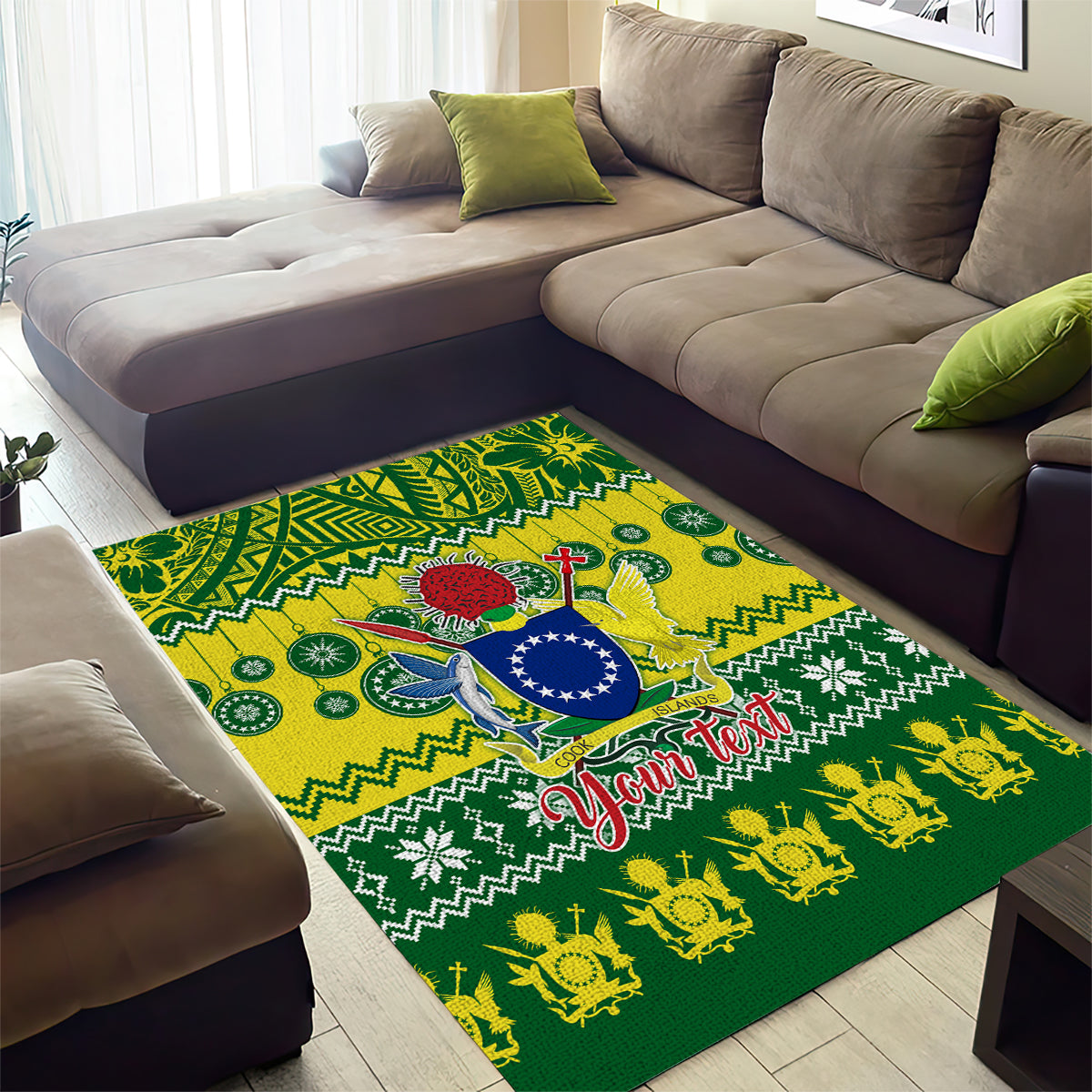 Personalised Cook Islands Christmas Area Rug Santa Beach Meri Kiritimiti LT9 - Polynesian Pride