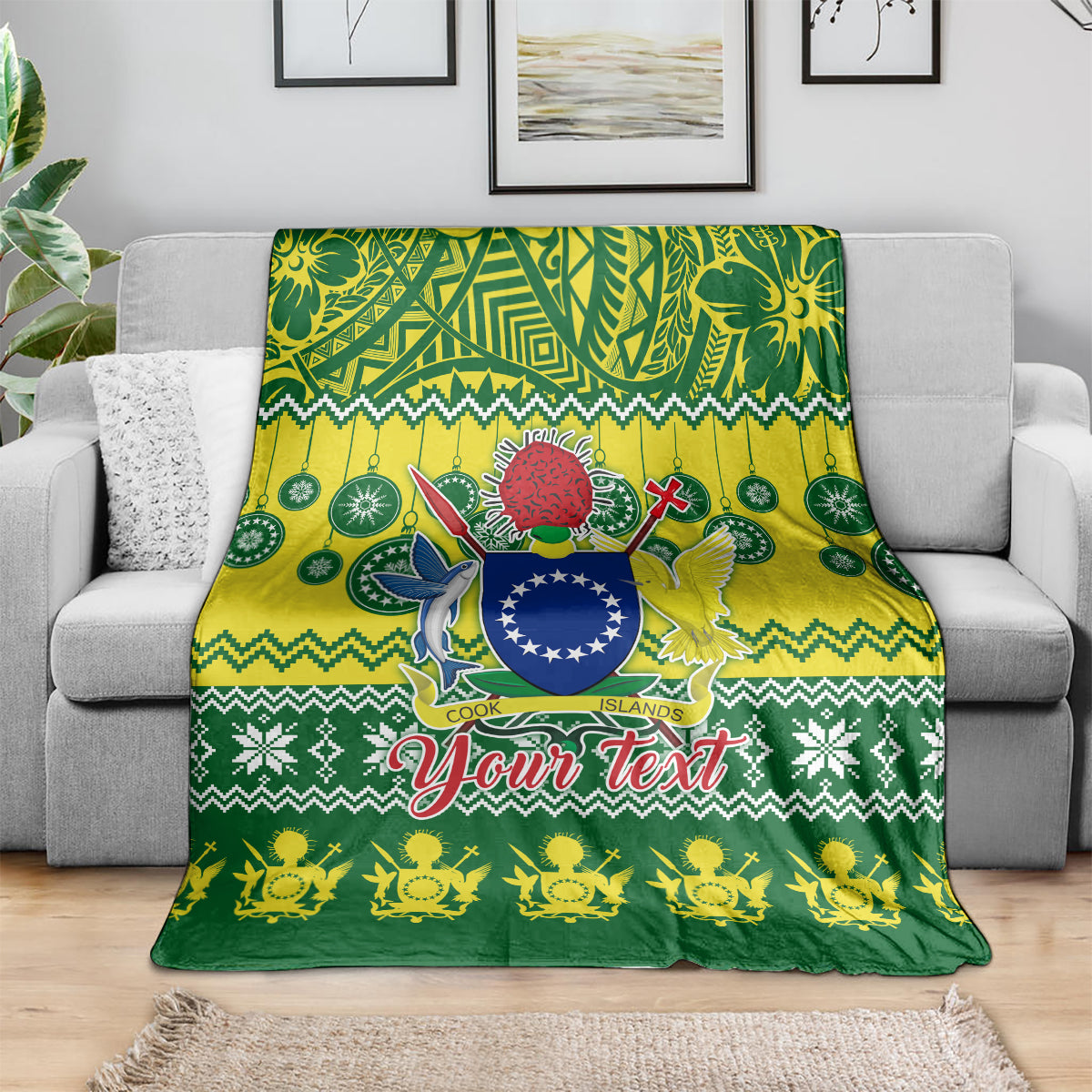 Personalised Cook Islands Christmas Blanket Santa Beach Meri Kiritimiti LT9 - Polynesian Pride