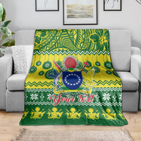 Personalised Cook Islands Christmas Blanket Santa Beach Meri Kiritimiti LT9 - Polynesian Pride