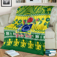 Personalised Cook Islands Christmas Blanket Santa Beach Meri Kiritimiti LT9 - Polynesian Pride