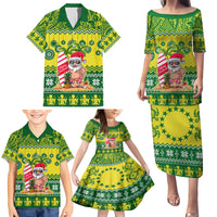 Personalised Cook Islands Christmas Family Matching Puletasi Dress and Hawaiian Shirt Santa Beach Meri Kiritimiti LT9 - Polynesian Pride