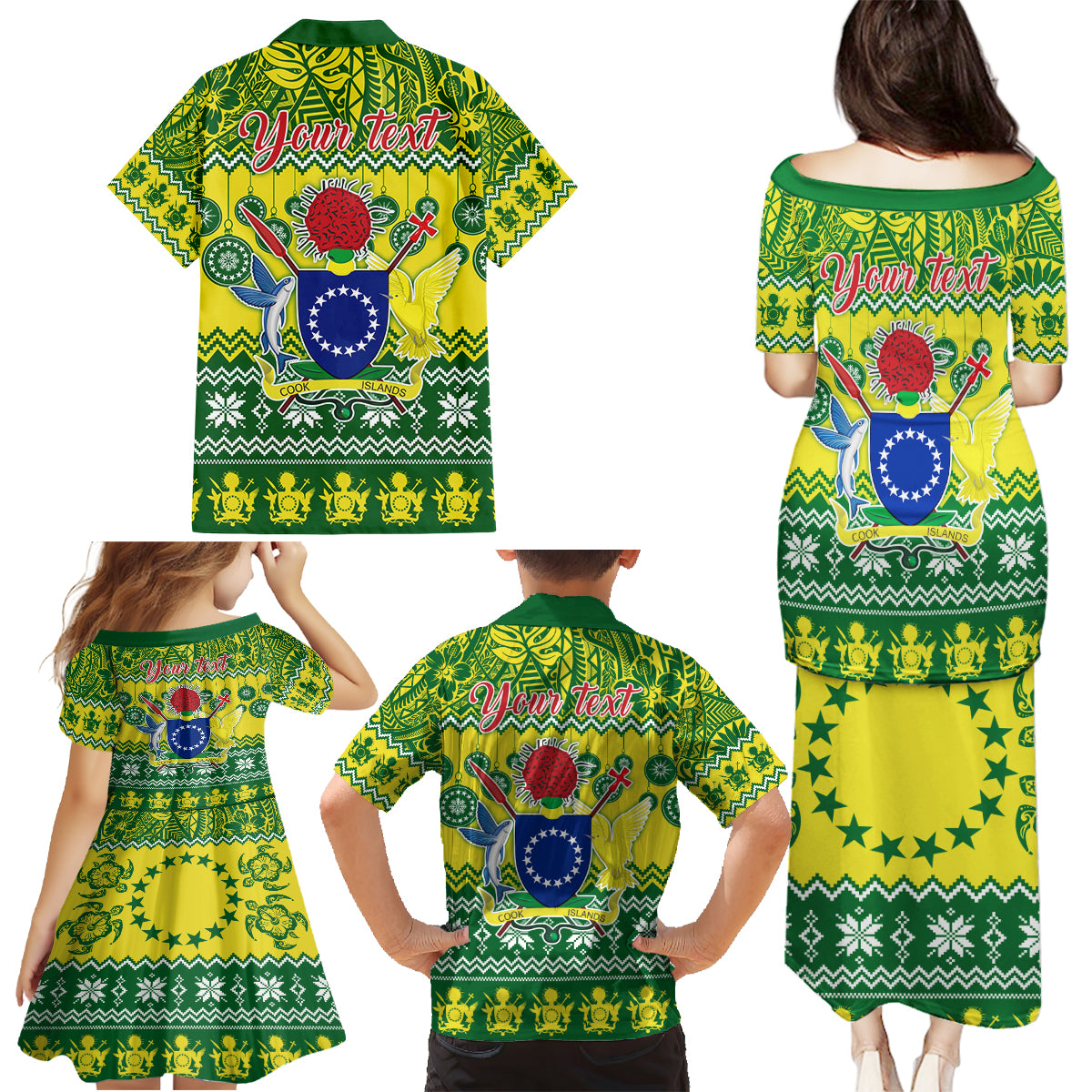 Personalised Cook Islands Christmas Family Matching Puletasi Dress and Hawaiian Shirt Santa Beach Meri Kiritimiti LT9 - Polynesian Pride