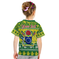 Personalised Cook Islands Christmas Kid T Shirt Santa Beach Meri Kiritimiti LT9 - Polynesian Pride