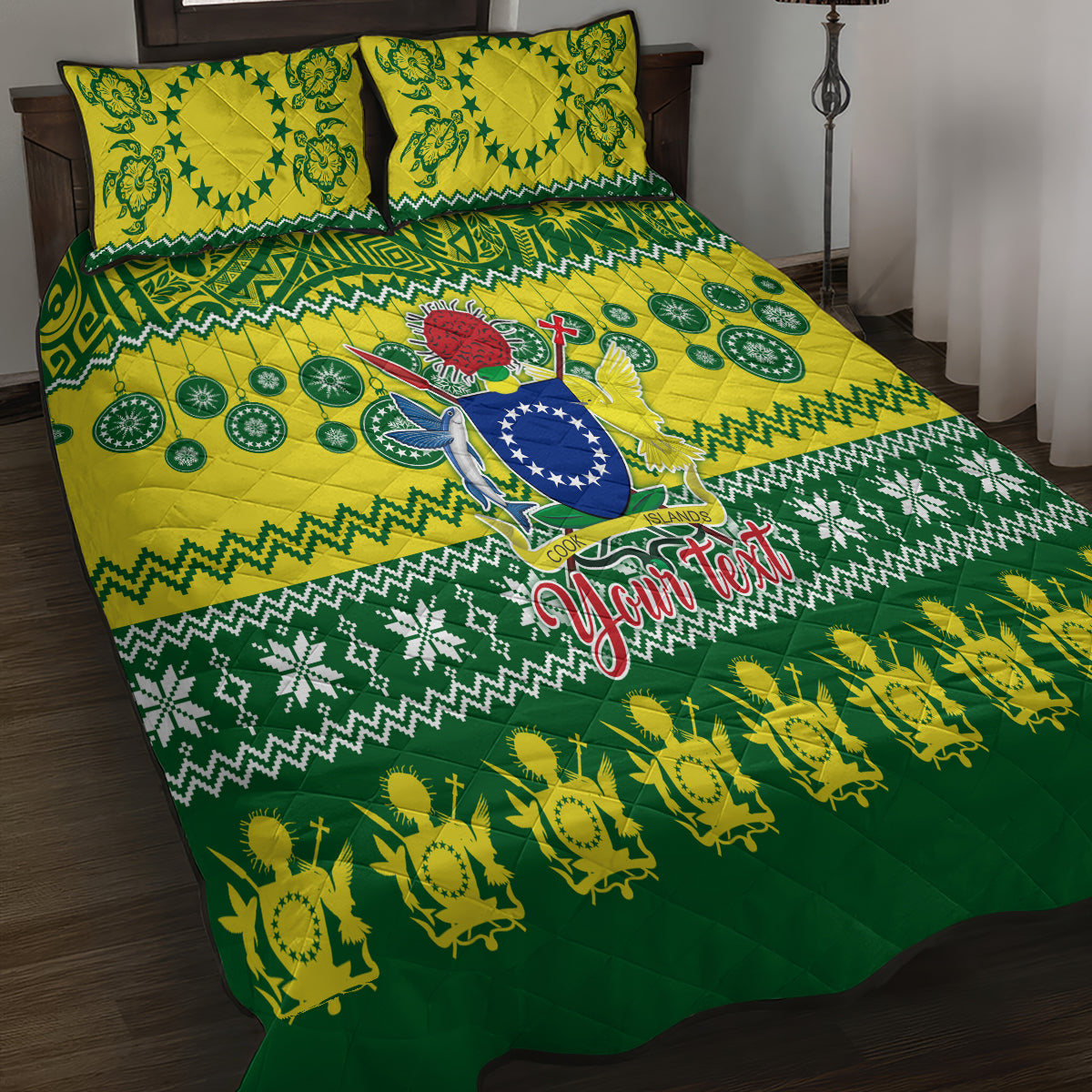 Personalised Cook Islands Christmas Quilt Bed Set Santa Beach Meri Kiritimiti LT9 - Polynesian Pride