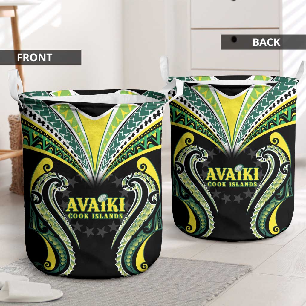 Rugby Cook Islands Avaiki Laundry Basket Black Kuki Airani Tribal Maori Inspired LT9 - Polynesian Pride