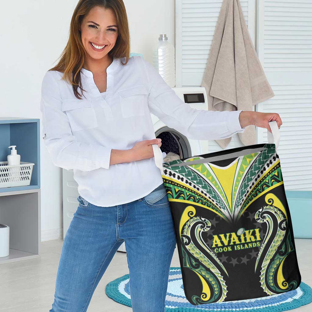 Rugby Cook Islands Avaiki Laundry Basket Black Kuki Airani Tribal Maori Inspired LT9 - Polynesian Pride