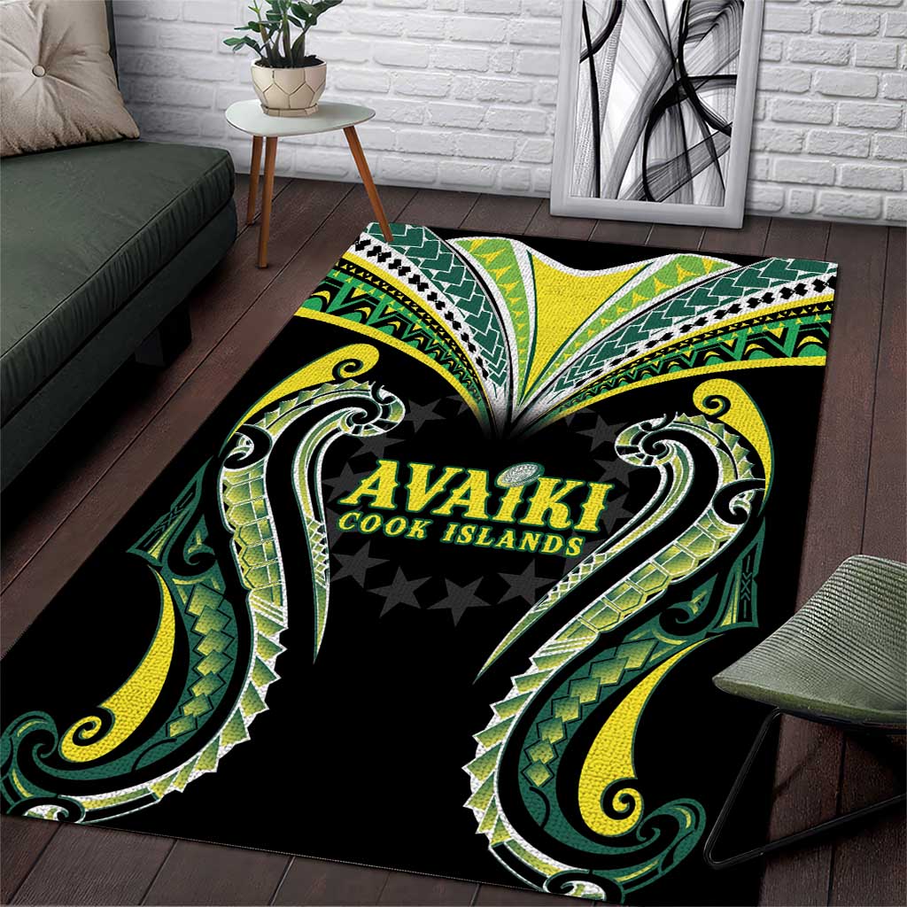 Rugby Cook Islands Avaiki Area Rug Black Kuki Airani Tribal Maori Inspired LT9 Black - Polynesian Pride