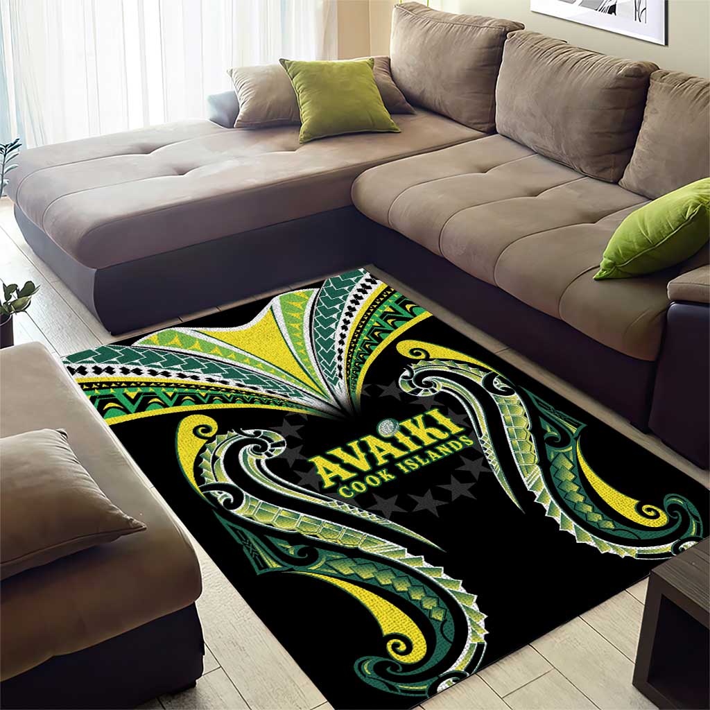 Rugby Cook Islands Avaiki Area Rug Black Kuki Airani Tribal Maori Inspired LT9 - Polynesian Pride