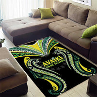 Rugby Cook Islands Avaiki Area Rug Black Kuki Airani Tribal Maori Inspired LT9 - Polynesian Pride