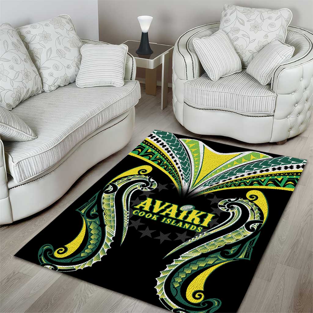 Rugby Cook Islands Avaiki Area Rug Black Kuki Airani Tribal Maori Inspired LT9 - Polynesian Pride