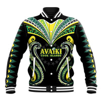 Custom Rugby Cook Islands Avaiki Baseball Jacket Black Kuki Airani Tribal Maori Inspired LT9 Unisex Black - Polynesian Pride