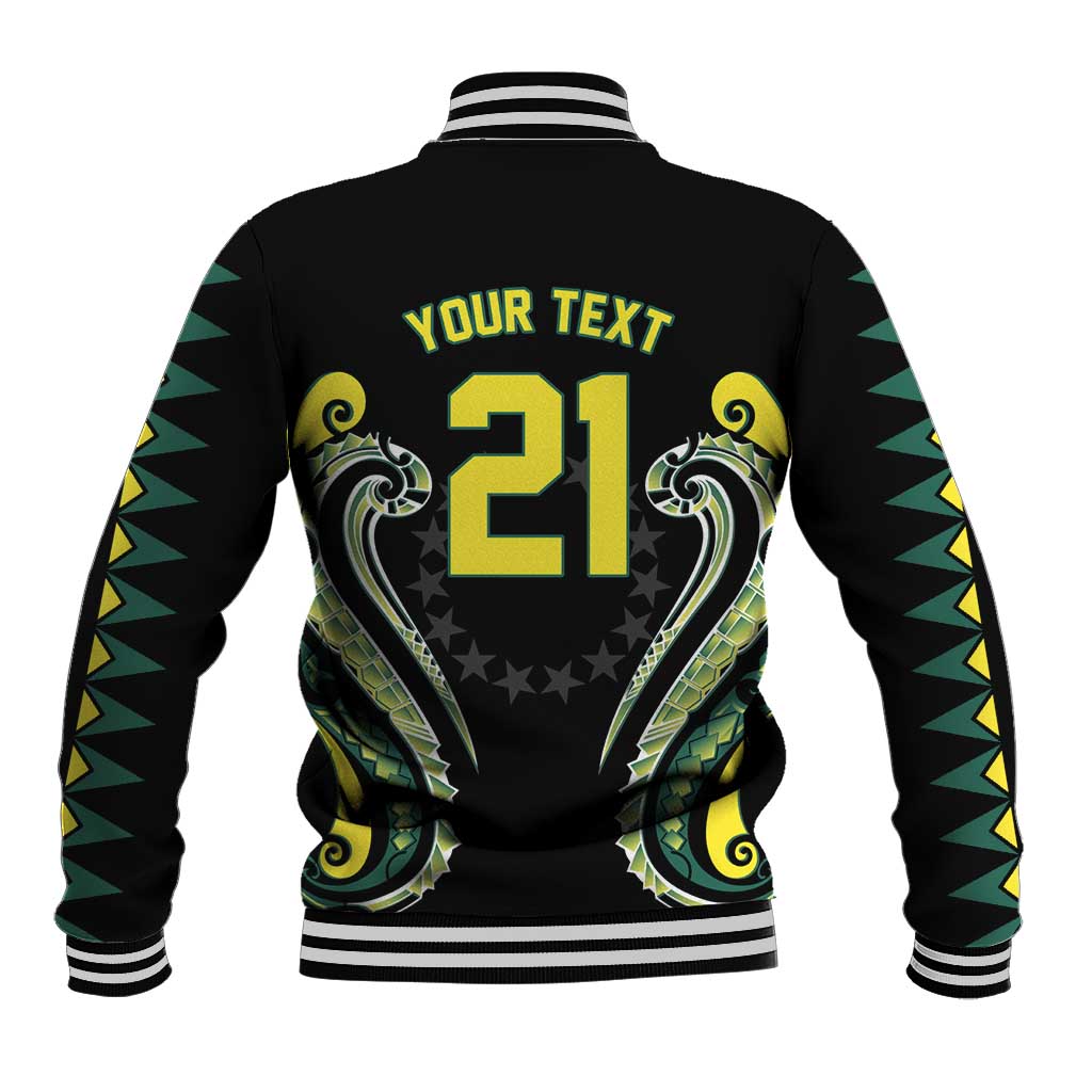 Custom Rugby Cook Islands Avaiki Baseball Jacket Black Kuki Airani Tribal Maori Inspired LT9 - Polynesian Pride
