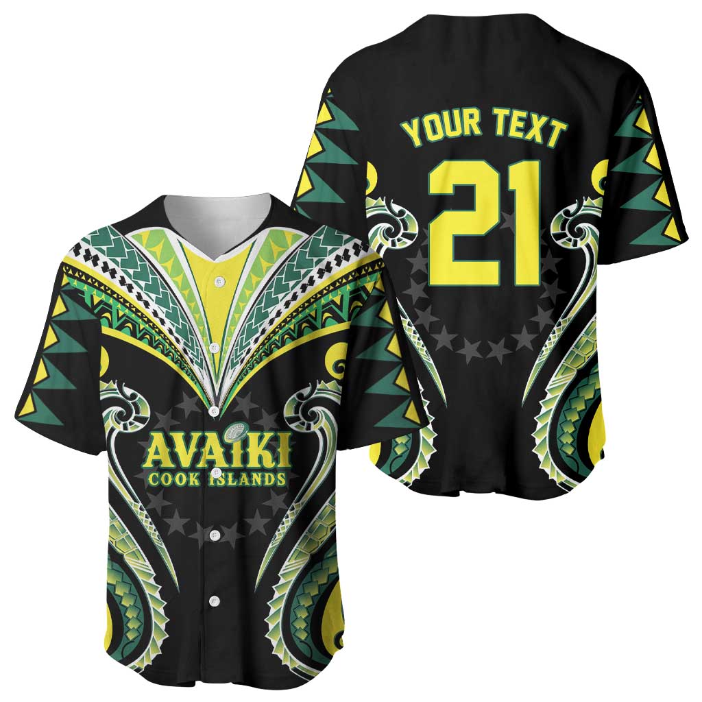 Custom Rugby Cook Islands Avaiki Baseball Jersey Black Kuki Airani Tribal Maori Inspired LT9 - Polynesian Pride