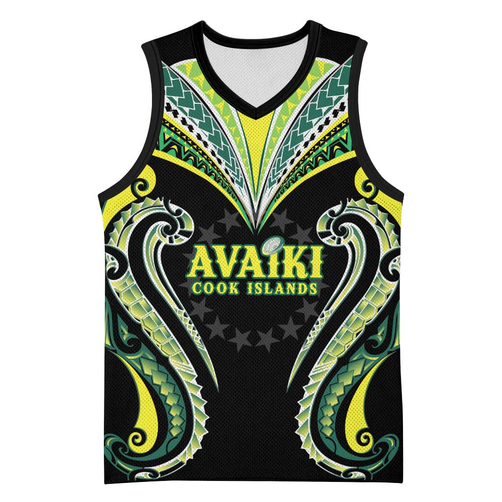 Custom Rugby Cook Islands Avaiki Basketball Jersey Black Kuki Airani Tribal Maori Inspired LT9 Unisex Black - Polynesian Pride