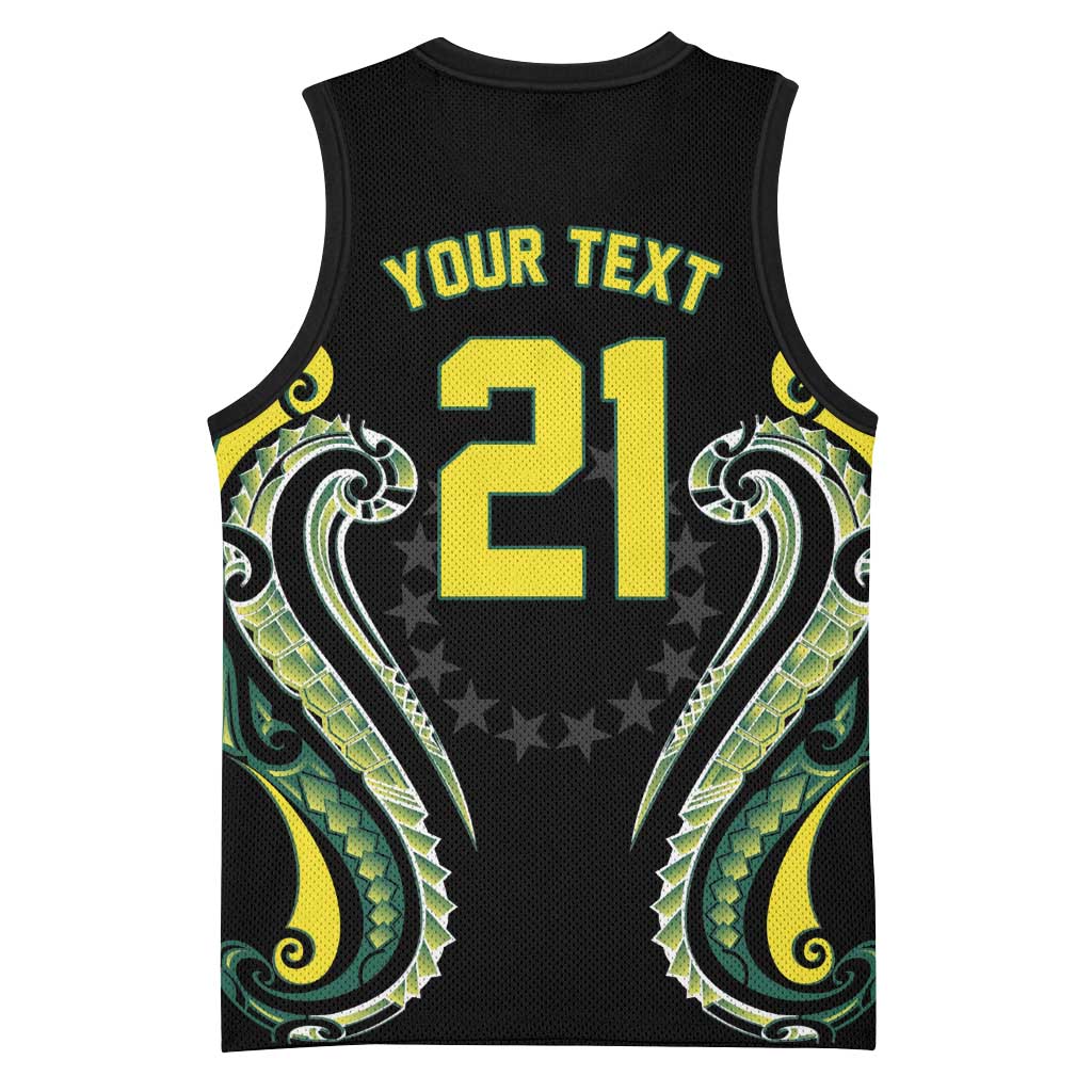 Custom Rugby Cook Islands Avaiki Basketball Jersey Black Kuki Airani Tribal Maori Inspired LT9 - Polynesian Pride