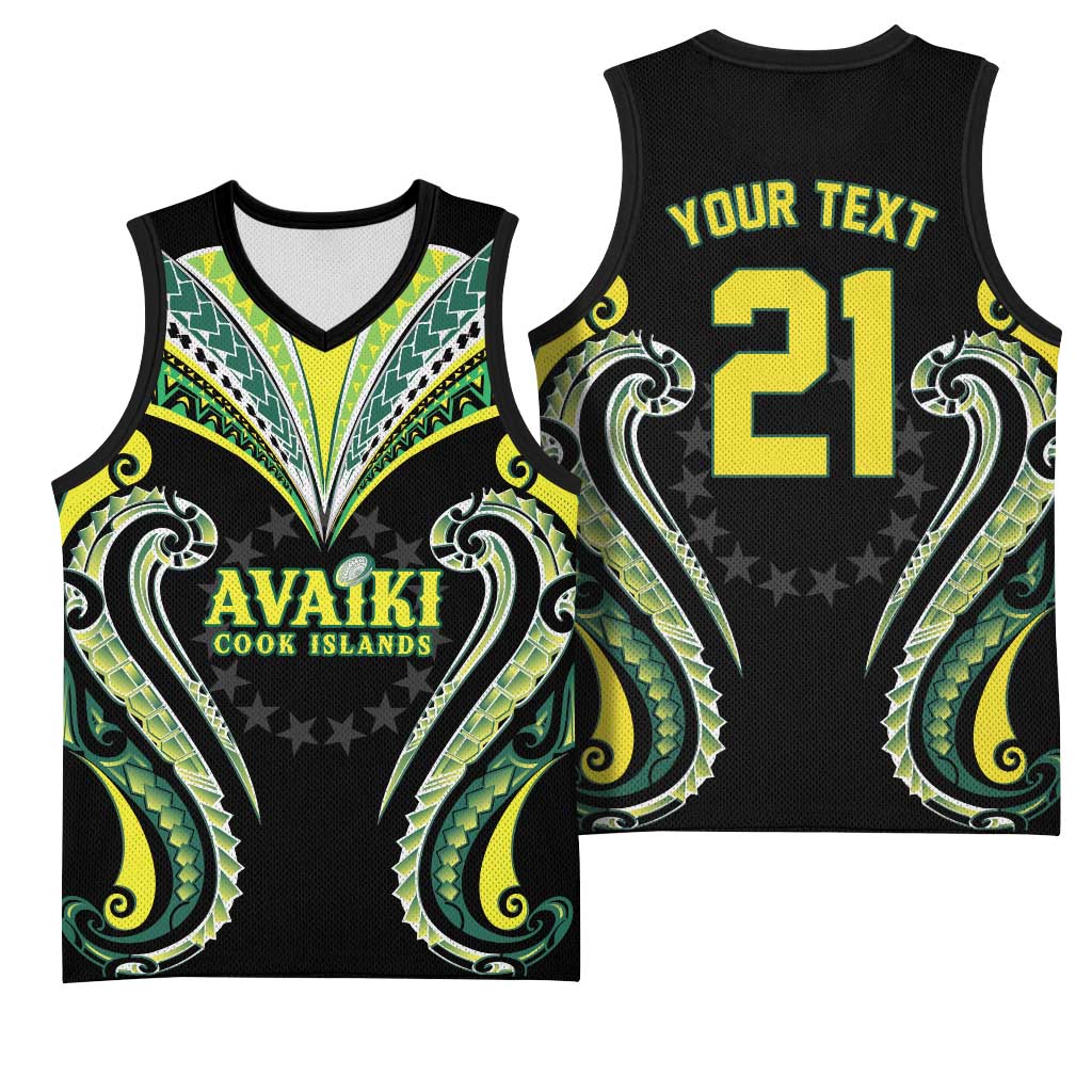 Custom Rugby Cook Islands Avaiki Basketball Jersey Black Kuki Airani Tribal Maori Inspired LT9 - Polynesian Pride