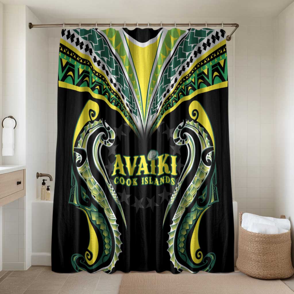 Rugby Cook Islands Avaiki Bathroom Set Black Kuki Airani Tribal Maori Inspired LT9 Shower Curtain Only Black - Polynesian Pride