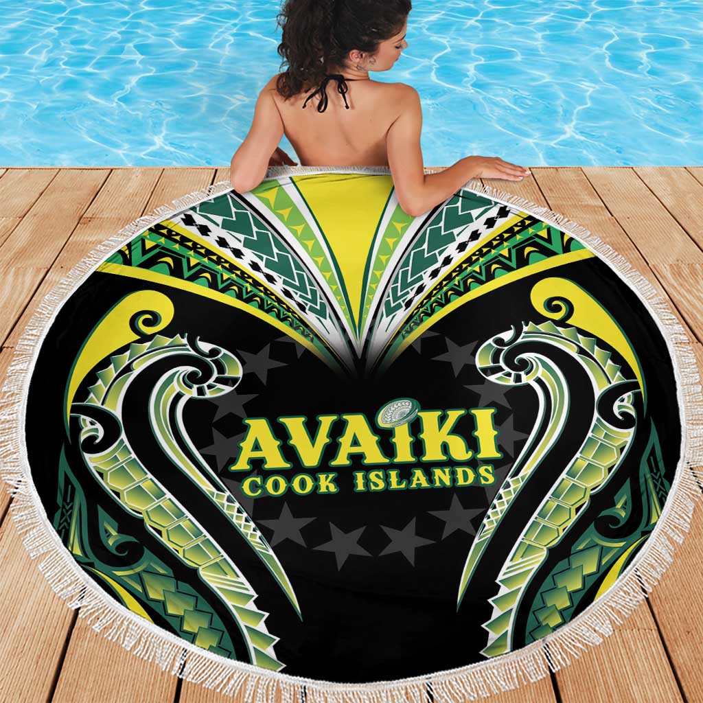 Rugby Cook Islands Avaiki Beach Blanket Black Kuki Airani Tribal Maori Inspired LT9 - Polynesian Pride