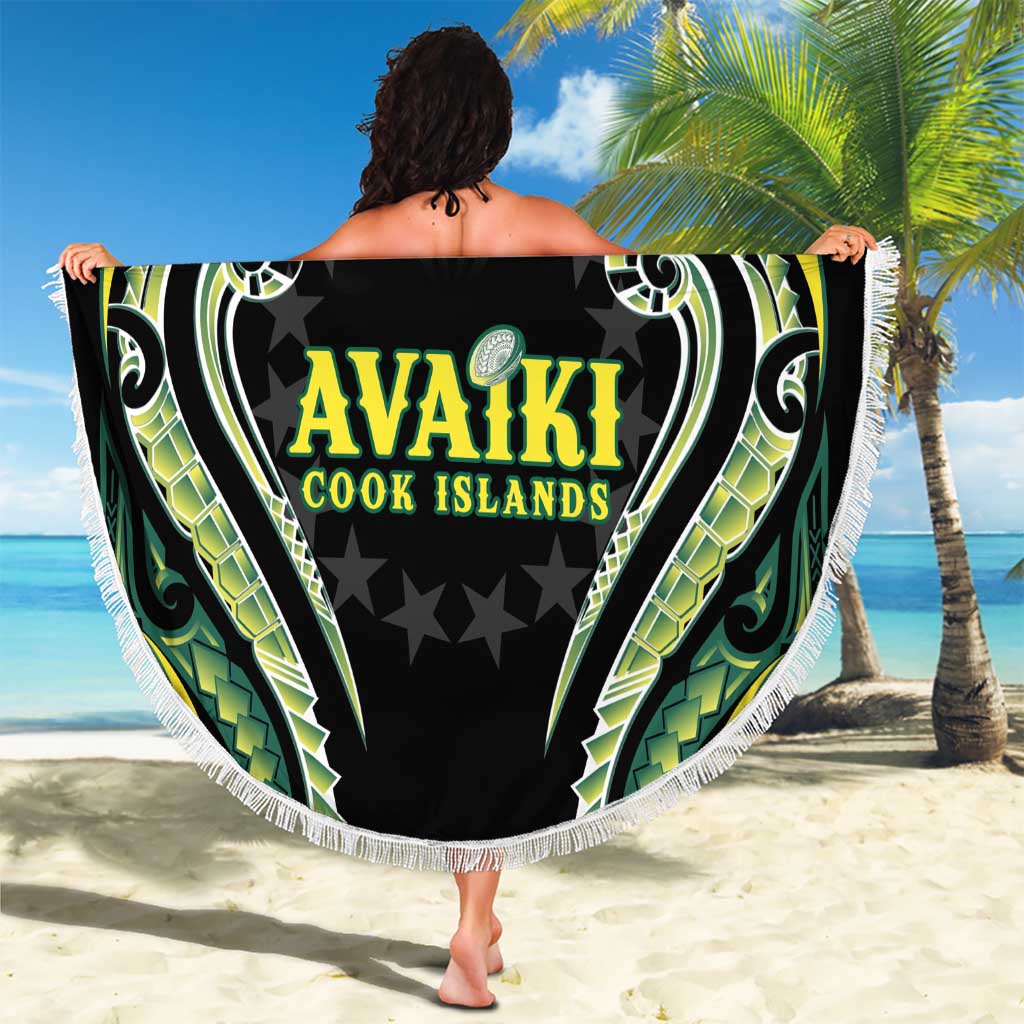 Rugby Cook Islands Avaiki Beach Blanket Black Kuki Airani Tribal Maori Inspired LT9 - Polynesian Pride