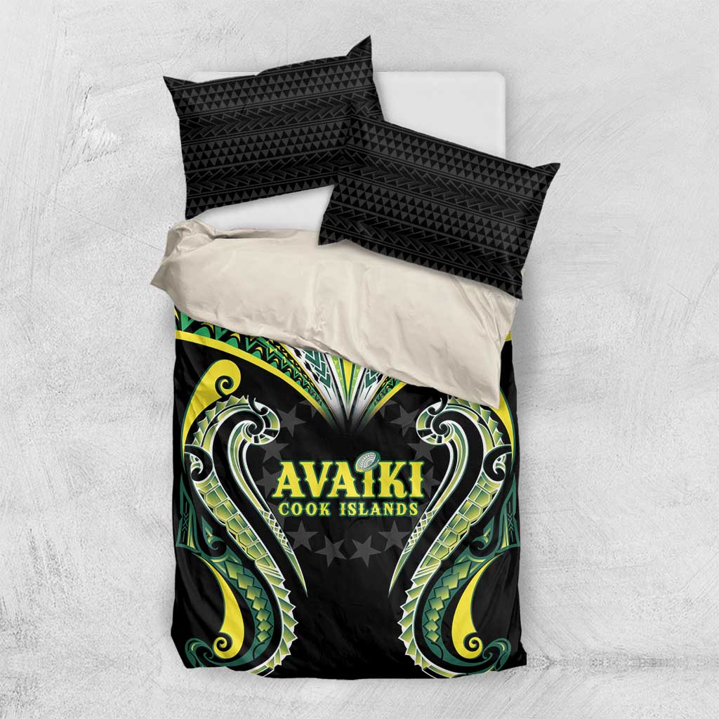 Rugby Cook Islands Avaiki Bedding Set Black Kuki Airani Tribal Maori Inspired LT9 US Twin 172cm x 218cm Black - Polynesian Pride