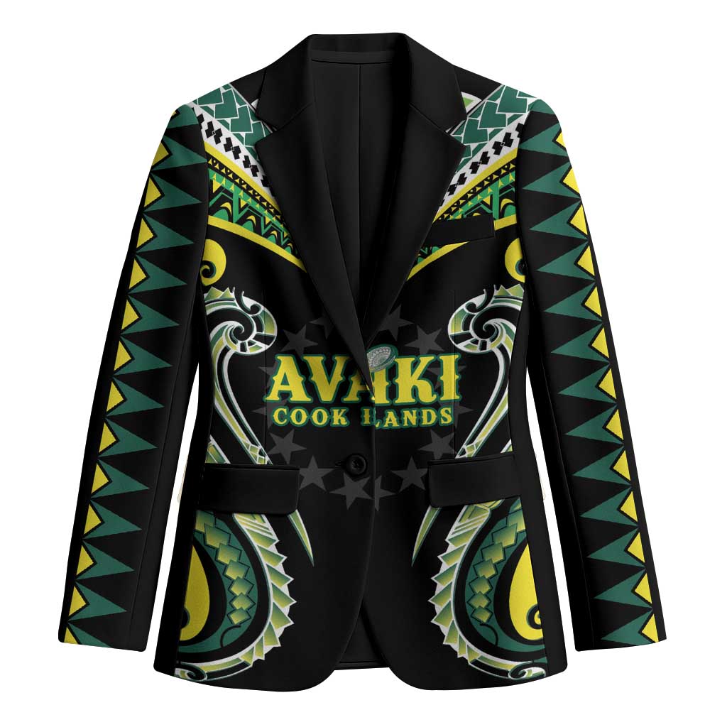 Custom Rugby Cook Islands Avaiki Blazer Black Kuki Airani Tribal Maori Inspired LT9 Unisex Black - Polynesian Pride
